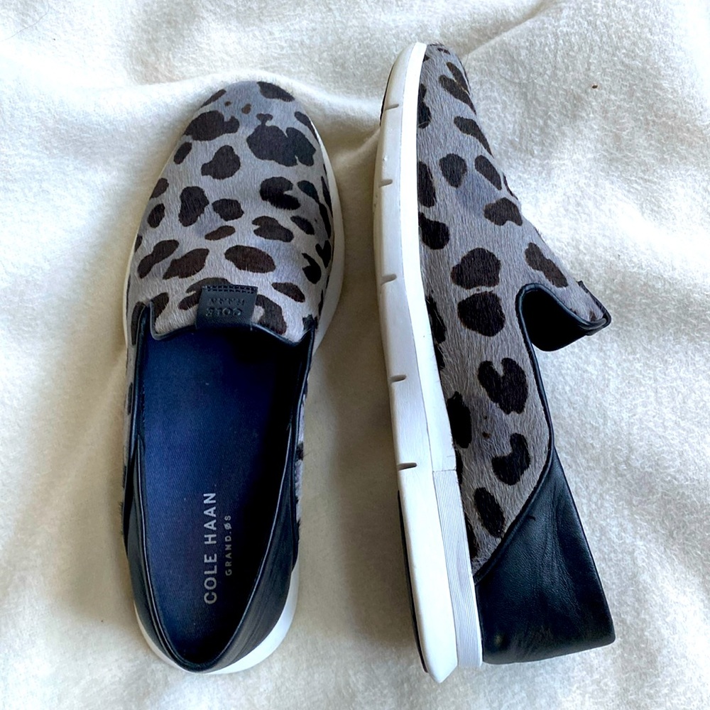 Cole Haan worn twice Grand OS Slip On 6 loafer animal print calf hair leather
